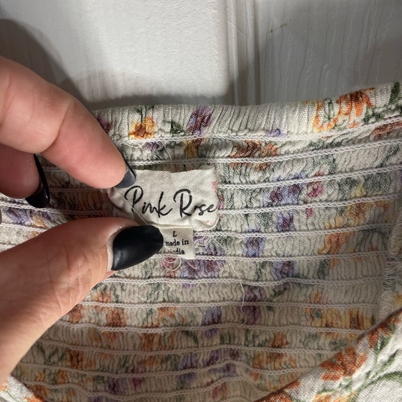 Pink Rose Ribbed Floral Top - Picture 2 of 4